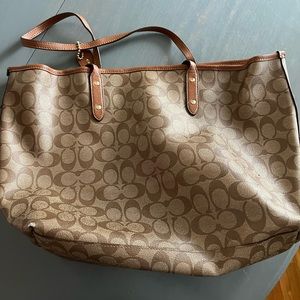 Coach brown canvas tote